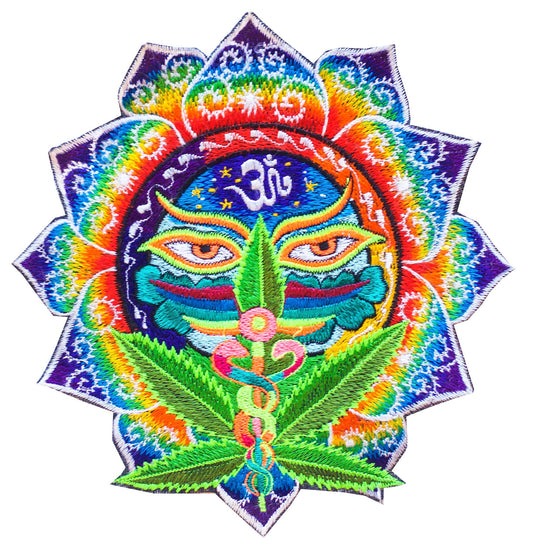 Medical Hemp Buddha Eyes rainbow AUM fractal patch