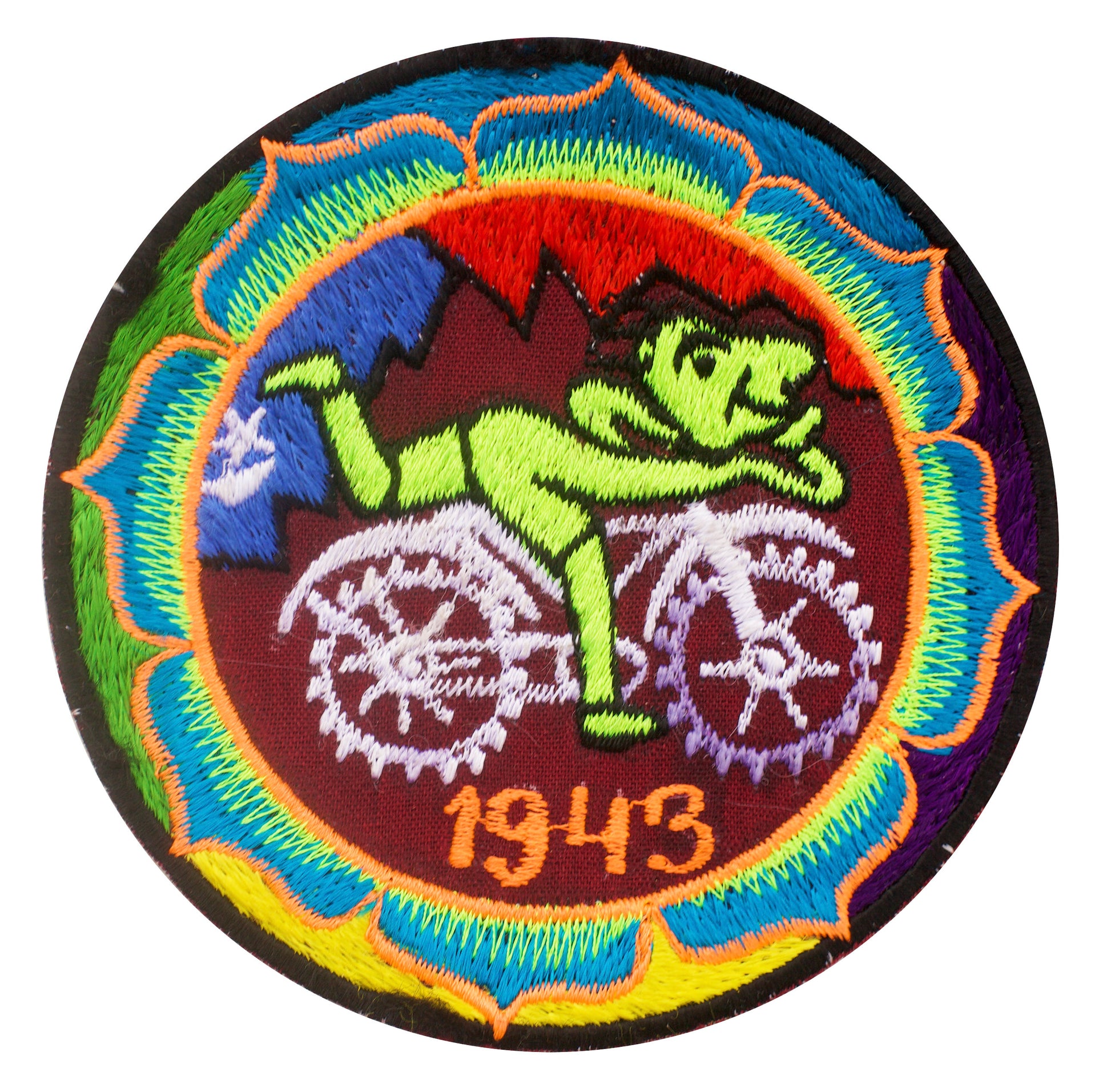 Hofmann LSD Mandala small patch Bicycle Day blacklight 1943 Psychedelic Acid Trip Goa Hippie Visionary Medicine Divine Healing