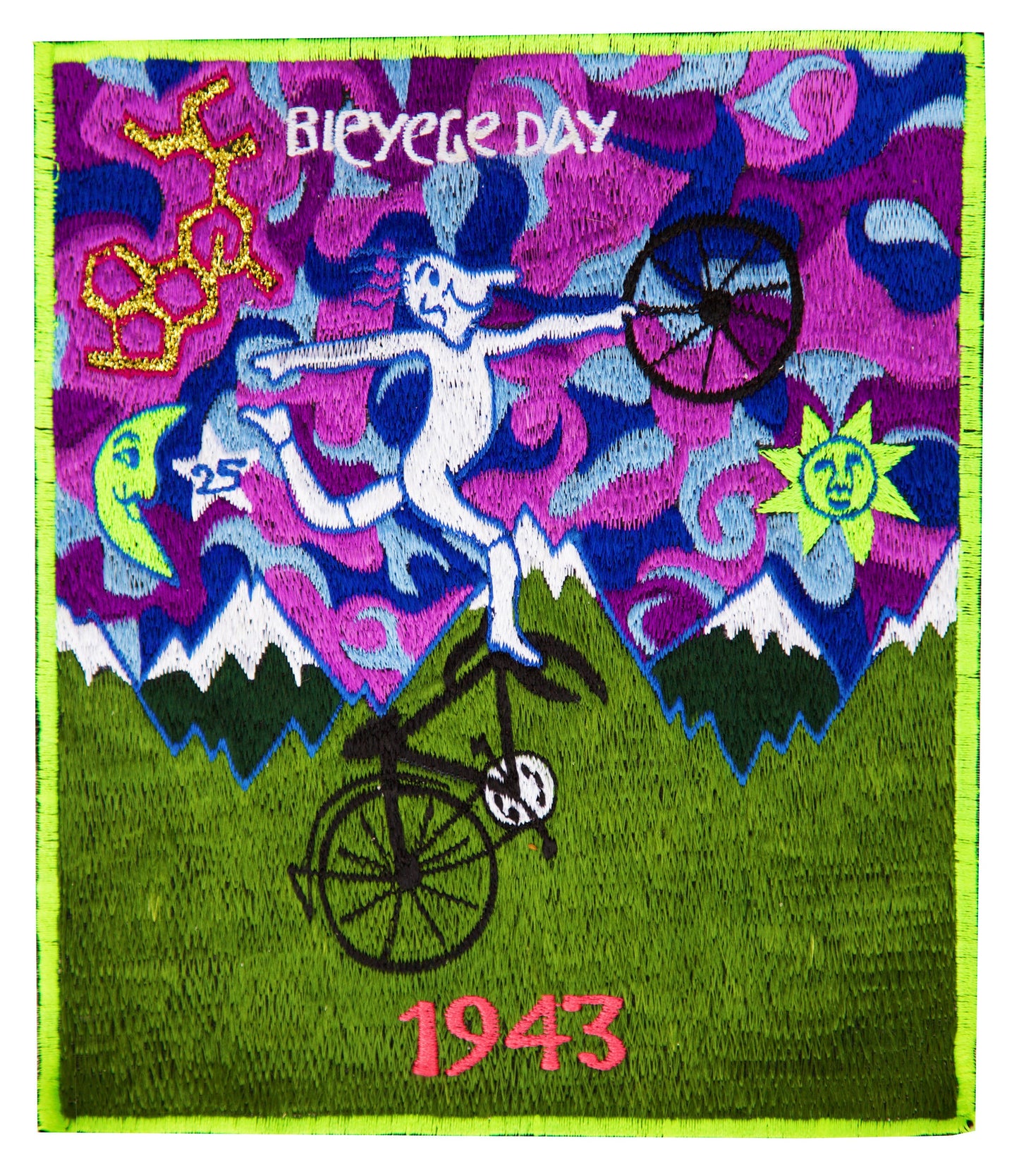 Pink Bicycleday Patch Psychedelic Albert Hofmann embroidery discovery of LSD vintage artwork Timothy Leary acid blotter art Bicycle Day